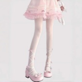 洛丽塔蝴蝶结白色丝袜女春秋新款 袜 防勾丝lolita纯欲珍珠黑丝连裤