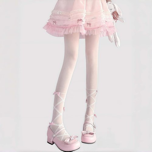洛丽塔蝴蝶结白色丝袜春夏季新款
