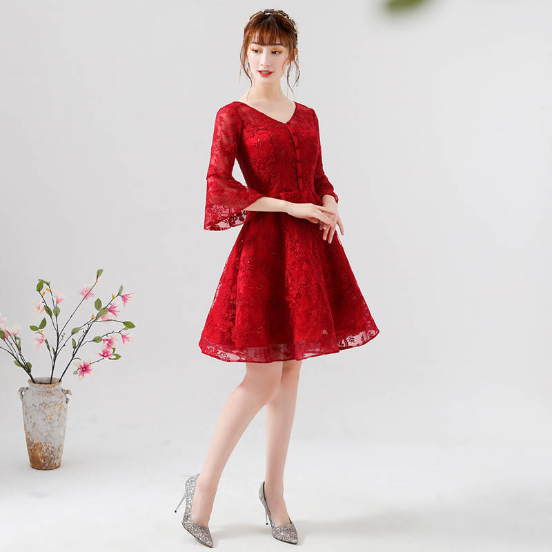 敬酒服新娘2021新款春季红色订婚长款显瘦回门酒大码答谢礼服裙女