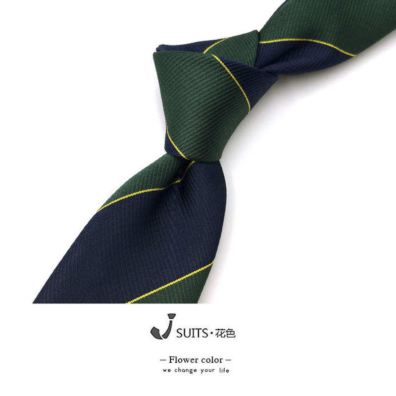 7公分 绿色斜纹休闲领带  蓝绿色条纹领带  复古休闲窄版上班领带
