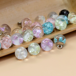 口装 袖 饰辅料 汉服衬衫 透明碎花圆珠旗袍珠扣树脂玉珠纽扣配件中式