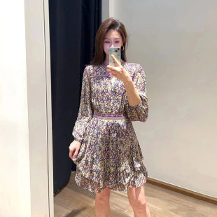 亏清法单  2026夏季初恋碎花短裙层叠荷叶边高腰泡泡袖女士连衣裙