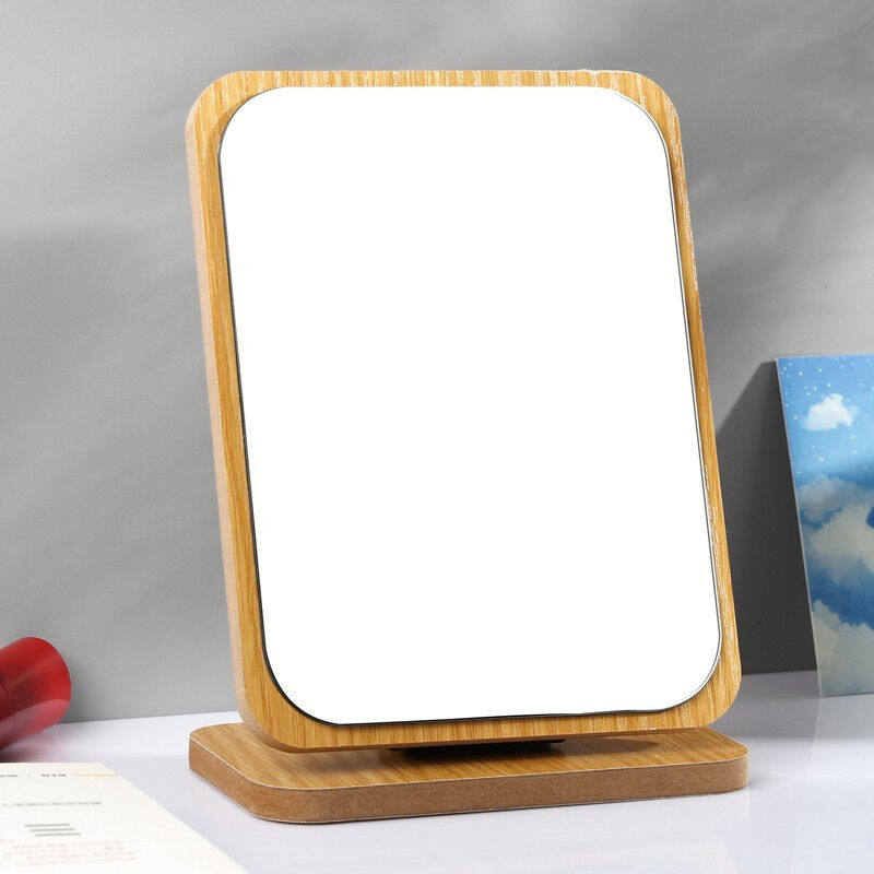 木丁丁化妆镜桌面镜子方形木质便携折叠自用室内卧室宿舍小镜梳妆