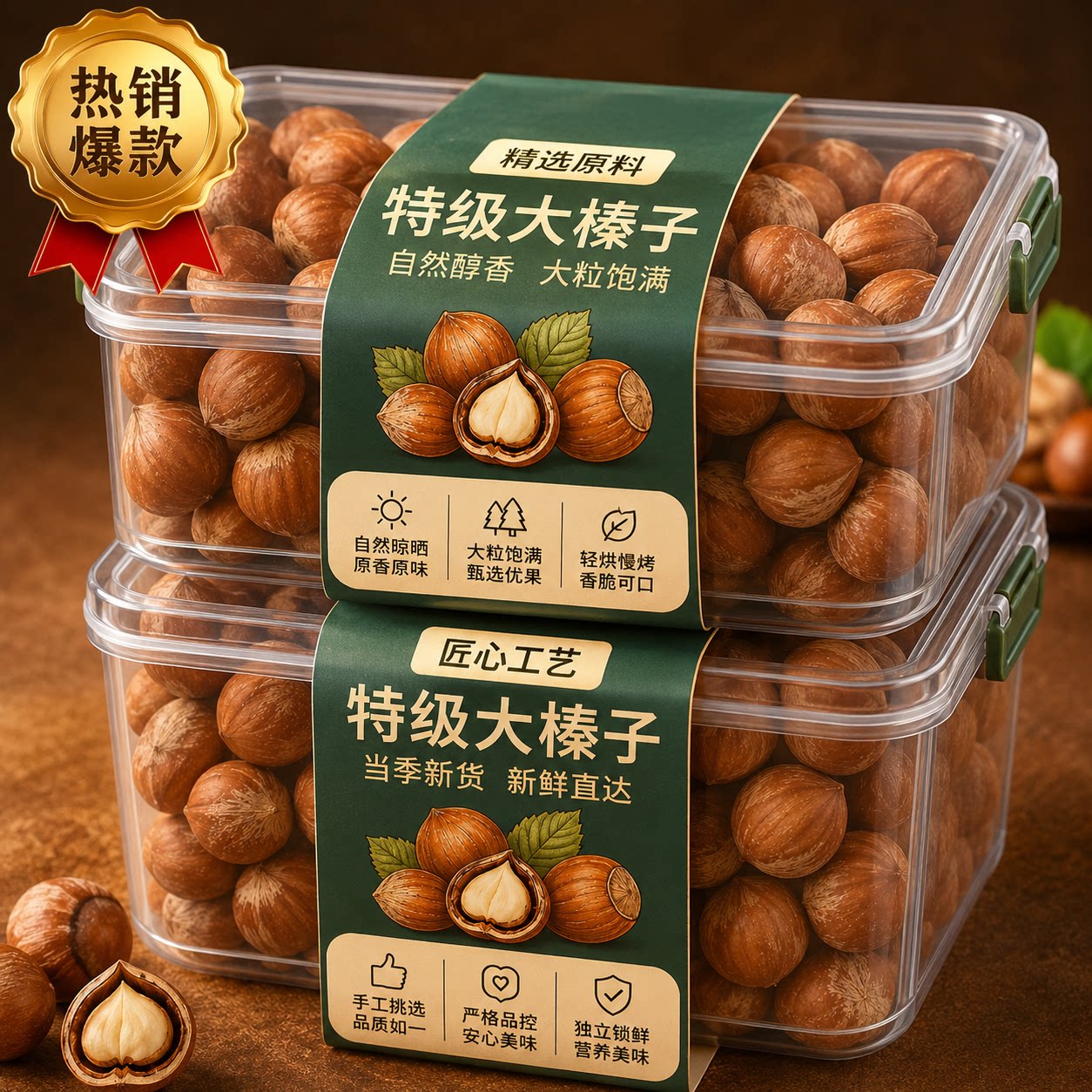 榛子特大东北特产新鲜原味无添加大开口铁岭野生坚果虎皮薄壳榛果