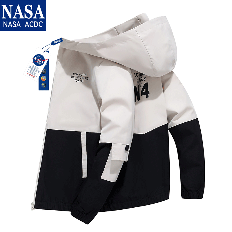 NASA联名外套男2022年春季新款休闲百搭连帽春秋薄款外穿修身夹克