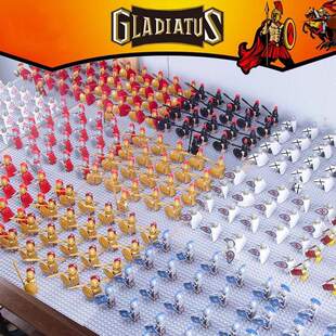 适用乐高古代人仔积木斯巴达十字军事骑士兵团罗马战武士男孩玩具