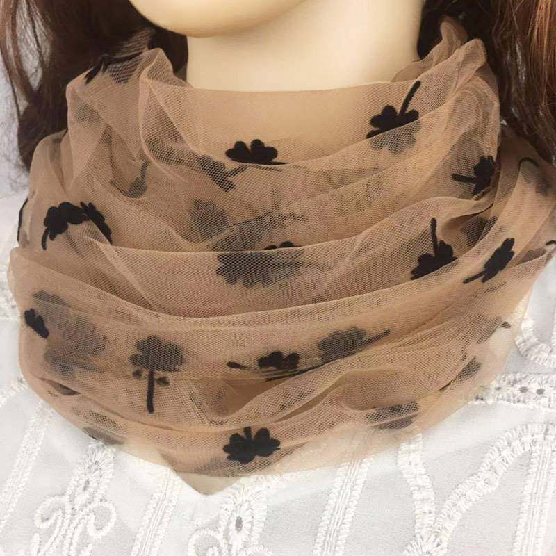 女士防晒小围脖套头围巾夏天季薄款护颈脖套遮脖子丝巾轻薄网纱巾