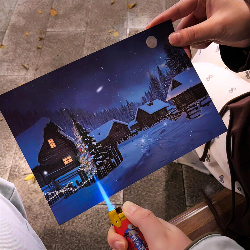 【温变圣诞贺卡】燃烧变色惊喜卡片创意情侣明信片送女朋友的礼物