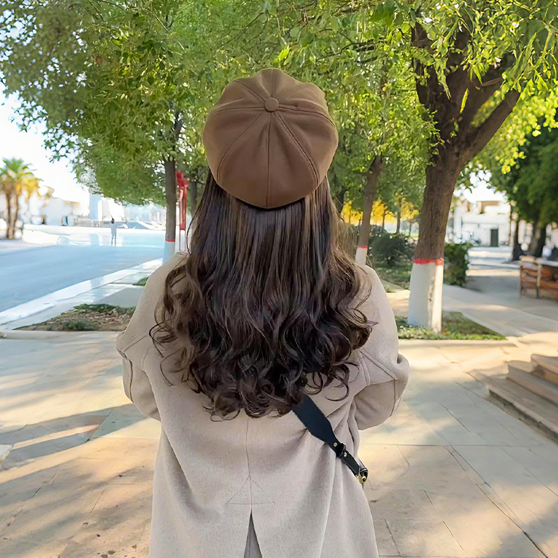 假发帽子女款2025新款贝雷帽大波浪蓬松头套秋冬氛围感显发量长发