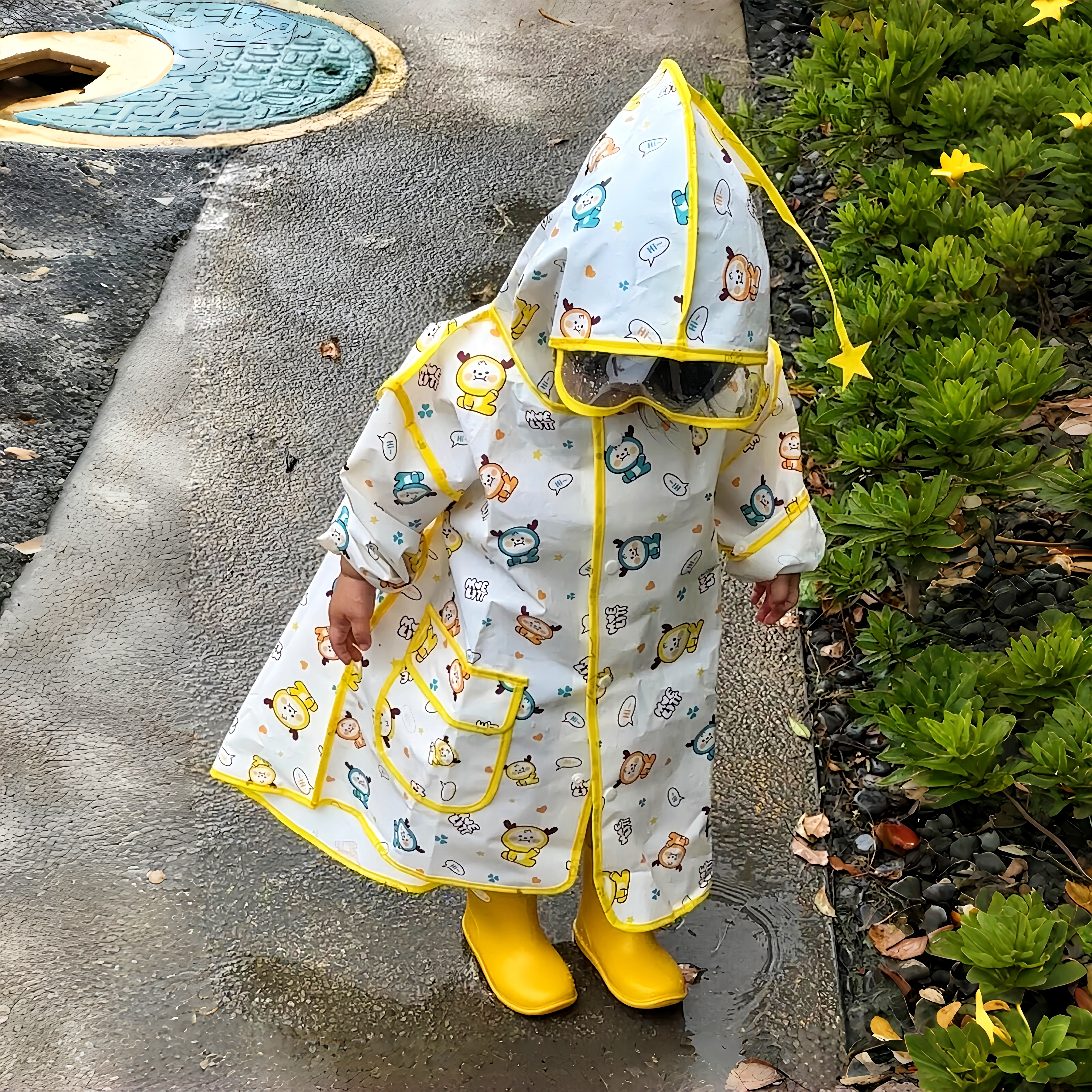 卡通儿童雨衣幼儿园专用3-6岁男童防暴雨女孩连体防水服带书包位