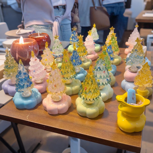 景德镇转转摆件玻璃圣诞树烧玻璃陶瓷旋转拉丝琉璃家居客厅装饰品