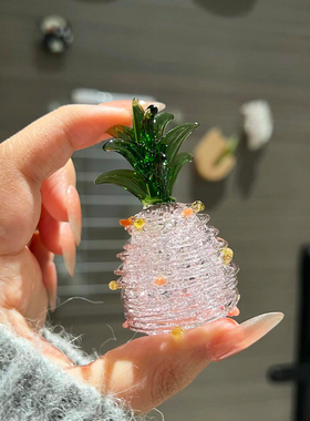 烧制玻璃菠萝圣诞树拉丝琉璃桌面客厅卧室居家装饰摆件成品彩玻璃