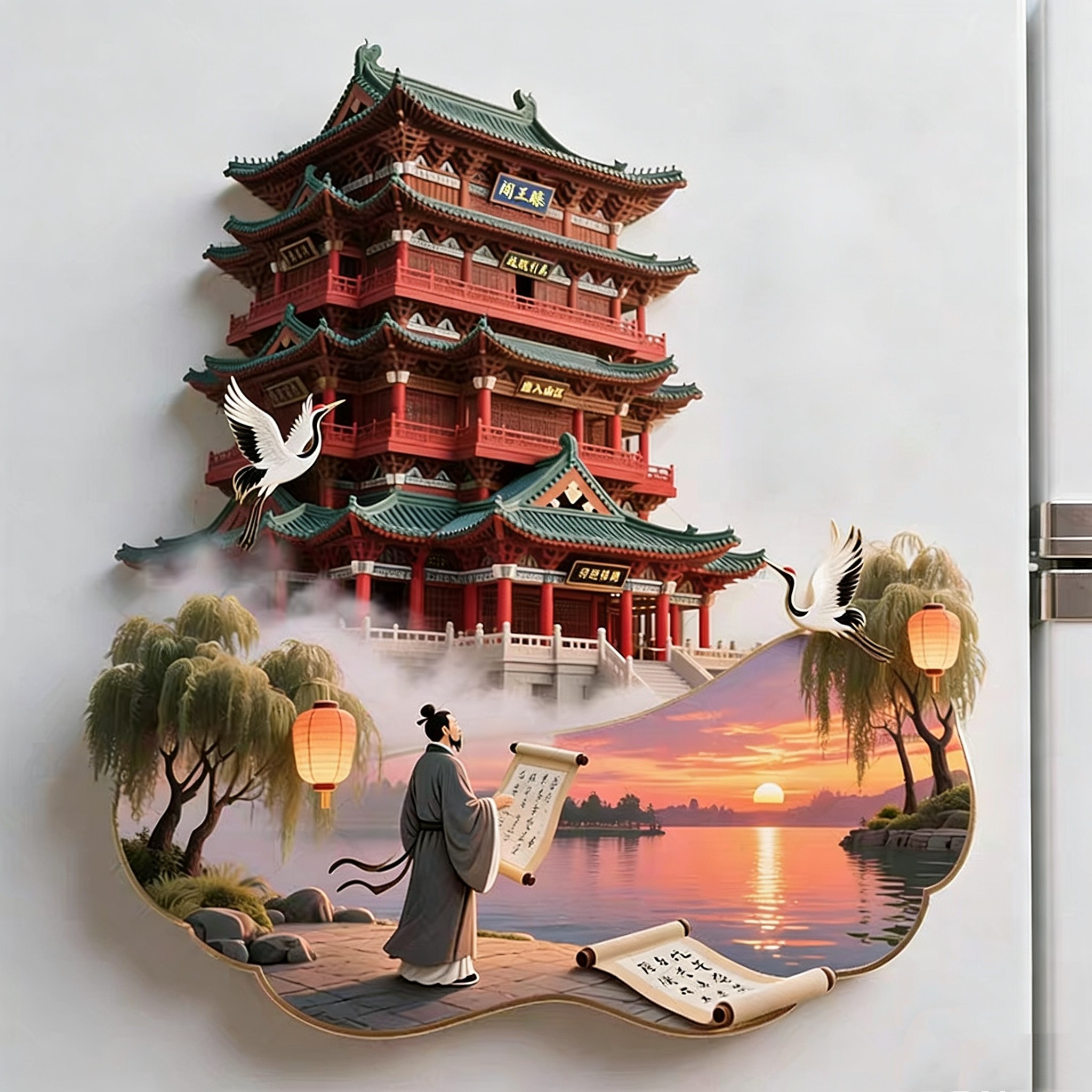 中国景点南昌滕王阁金属冰箱贴文创旅游纪念伴手礼地标建筑磁吸贴