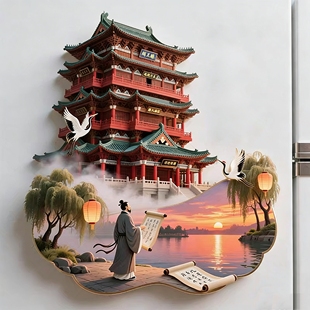 中国景点南昌滕王阁金属冰箱贴文创旅游纪念伴手礼地标建筑磁吸贴