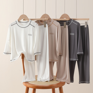 长 莫代尔男童女童冰丝睡衣长袖 全棉母婴纯棉纯薄款 儿童家居服夏季