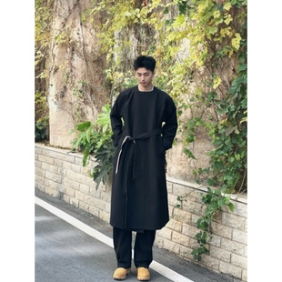 思华锦原创新中式 风衣圆领袍双面加厚长外套秋冬唐制汉服男女同款