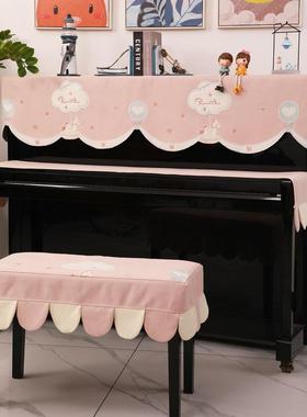 新款钢琴半琴罩简约现代绣花琴欧罩防尘罩盖巾儿罩童北钢220317II