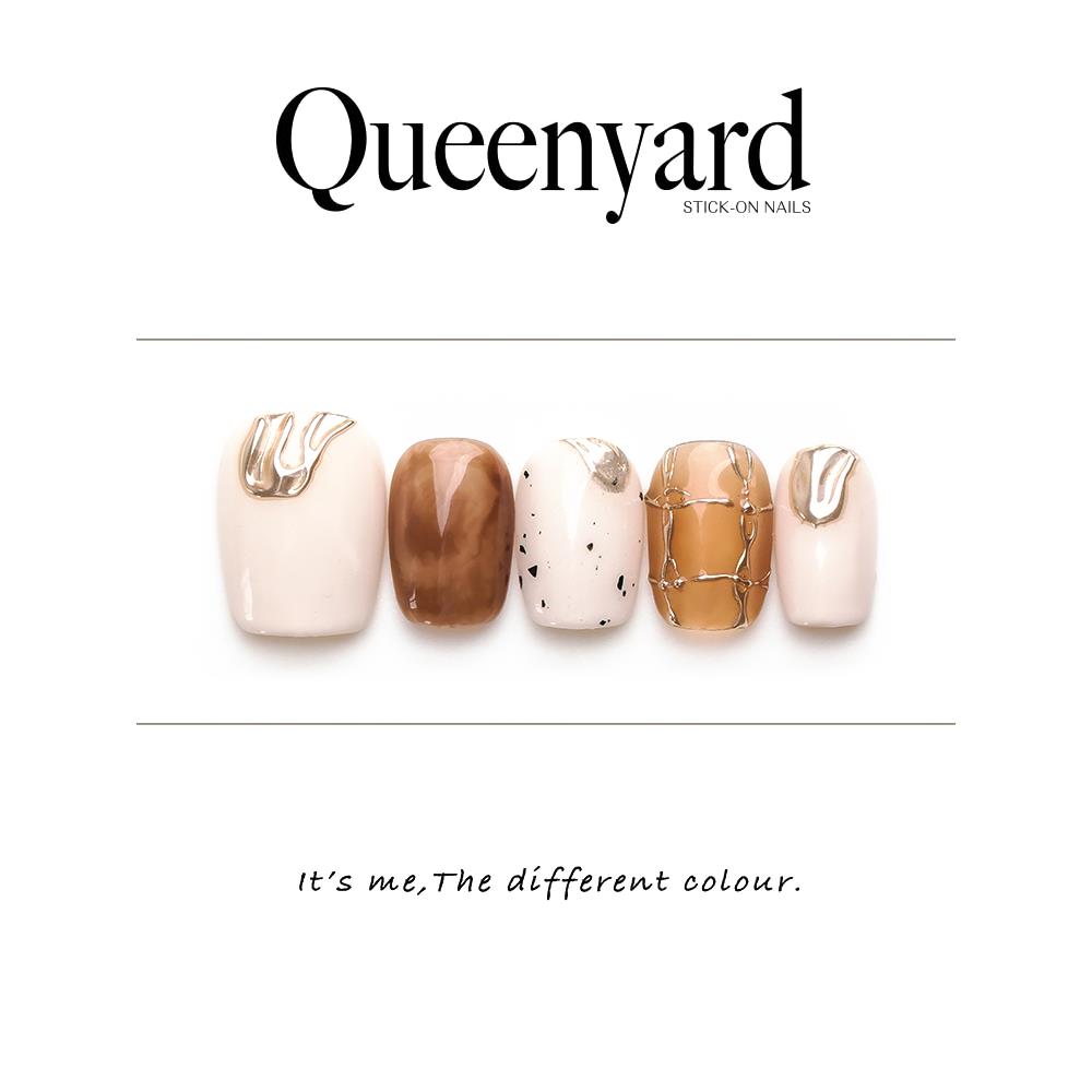 【白芷】QueenYard 鎏金手绘简约法式覆古中性2025春季高级穿戴甲