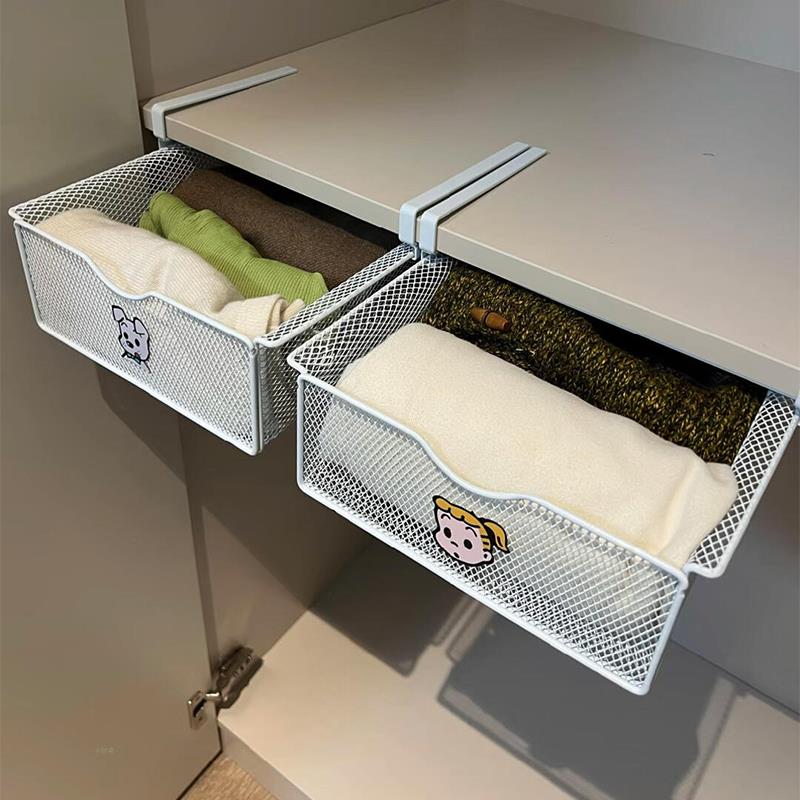 衣柜下挂篮抽屉式收纳置物架抽拉隔板分层神器衣服内衣筐悬挂衣物