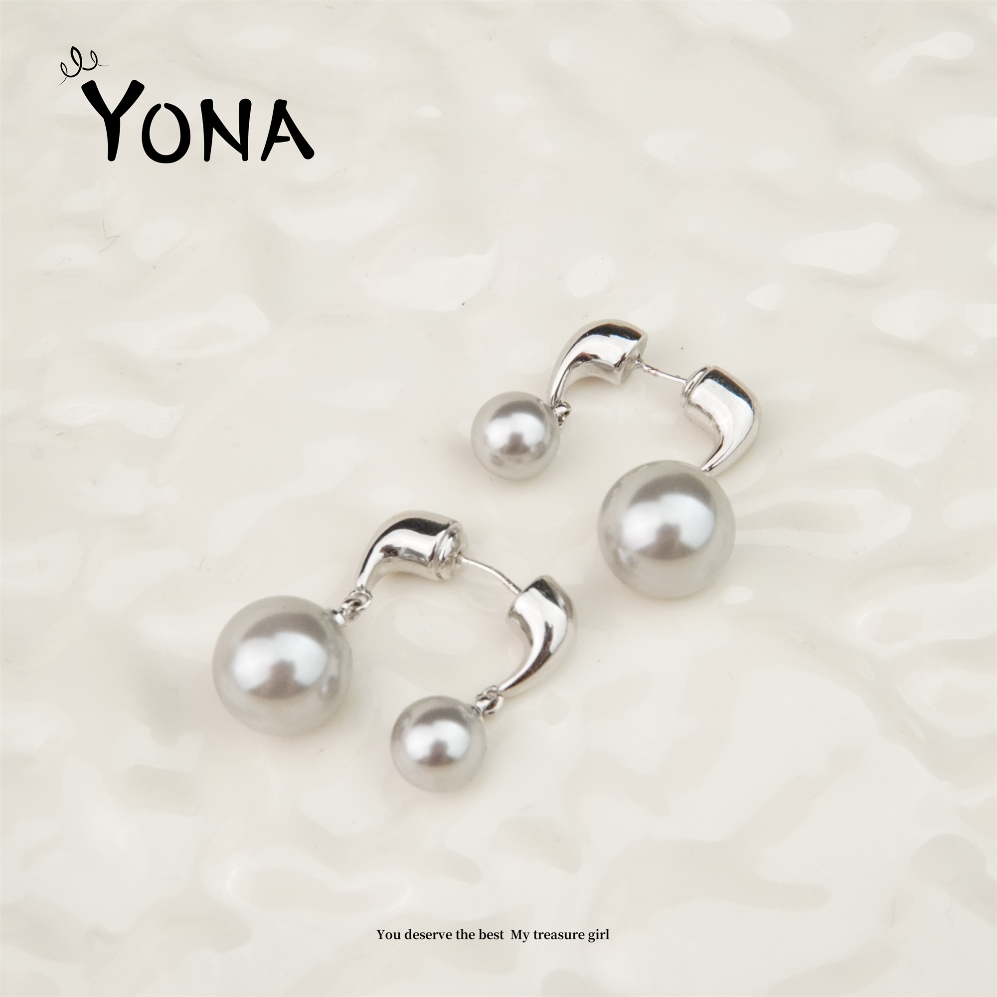 【ES005】大小珠子耳饰法式轻奢高级感耳钉小众设计