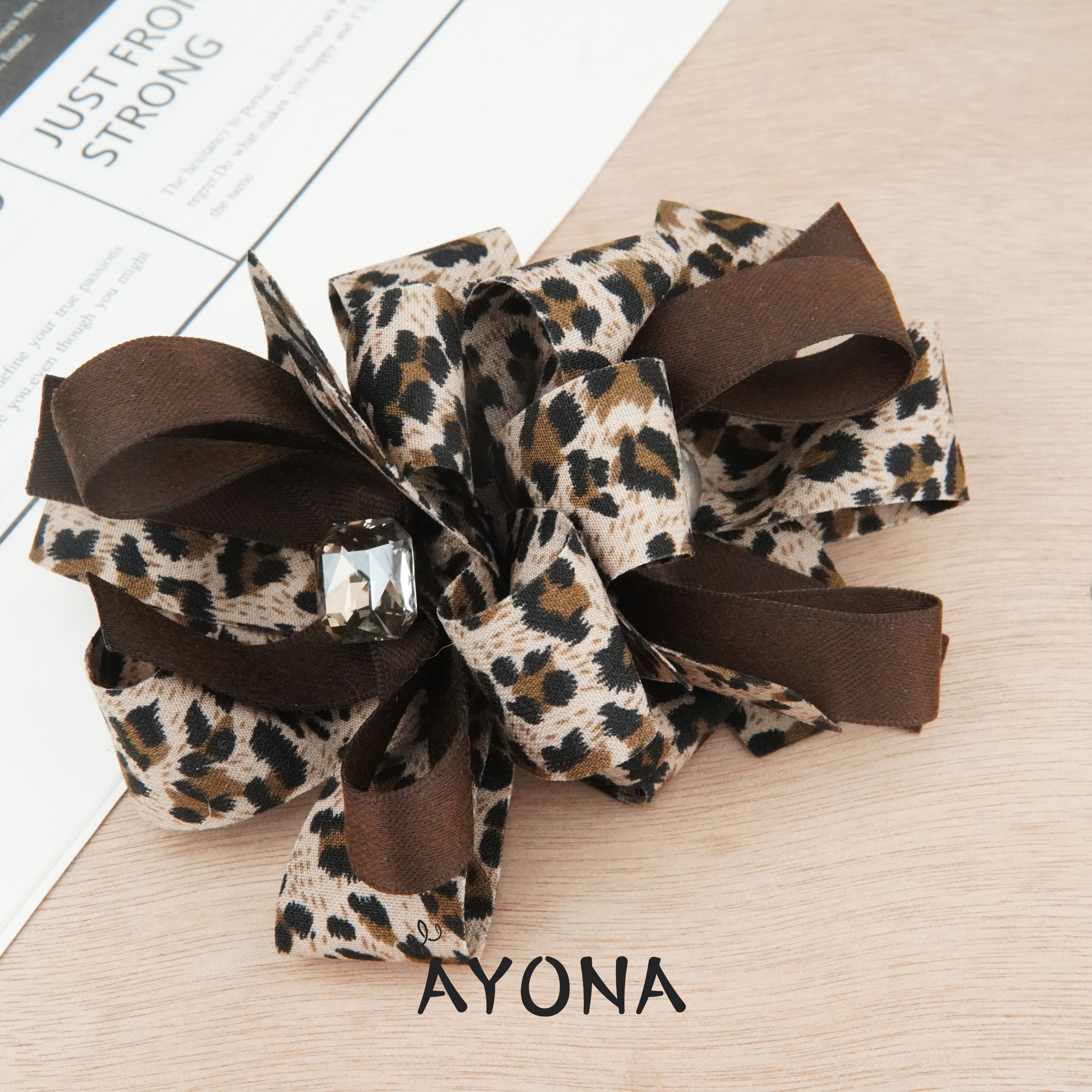 【TH140】气质韩版豹纹蝴蝶结复古风发夹简约风女高奢发饰气质