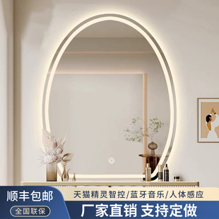 智能led化妆镜子蛋形带灯发光梳妆台镜壁挂梳妆镜卧室挂墙异形镜