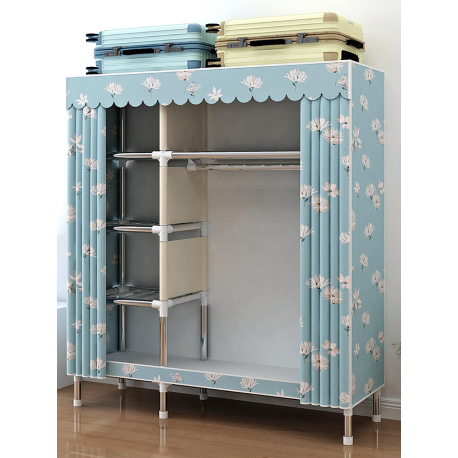 简易衣柜家用卧室组装布衣柜全钢架加粗加厚结实耐用出租房布衣橱