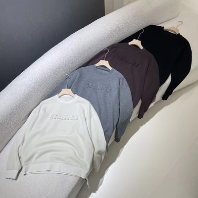 美式立体字母刺绣加绒加厚卫衣男