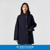 羊毛圈圈呢蓝布工装 klee klee冬女装 感松弛休闲简约大方立领大衣