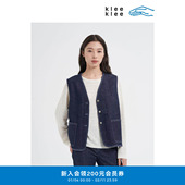 女装 klee klee2026早春新款 环保棉弹力十字纹牛仔马甲K0261VE09