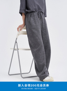 klee klee25春新女装运动高腰环保棉休闲宽松弯刀直筒裤K0253PA33