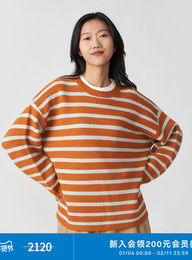 klee klee女装环保羊毛条纹Oversize圆领毛衣K0231KT01