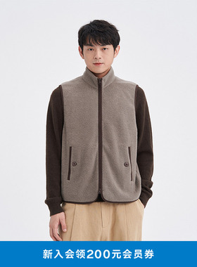 klee klee秋冬男装环保棉羊毛绒面休闲合体拉链马甲K1253VE02