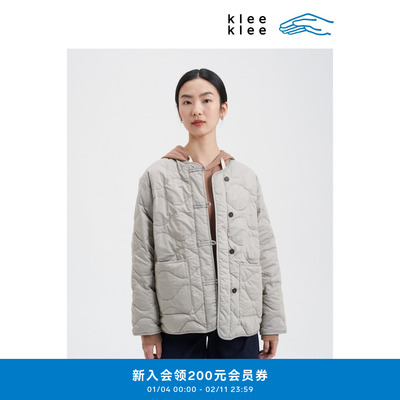 klee klee2026早春新款女装环保棉经纬异色轻薄羽绒小袄K0261JA03