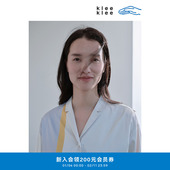 klee klee春秋女装 环保棉条纹百搭舒适简约家居服睡衣翻领上衣