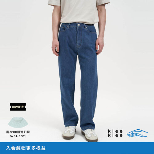 kleeklee回收棉牛仔合身直筒裤