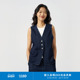 环保棉靛蓝染斜纹叠穿工装 klee 25春女装 感马甲K0251VE07