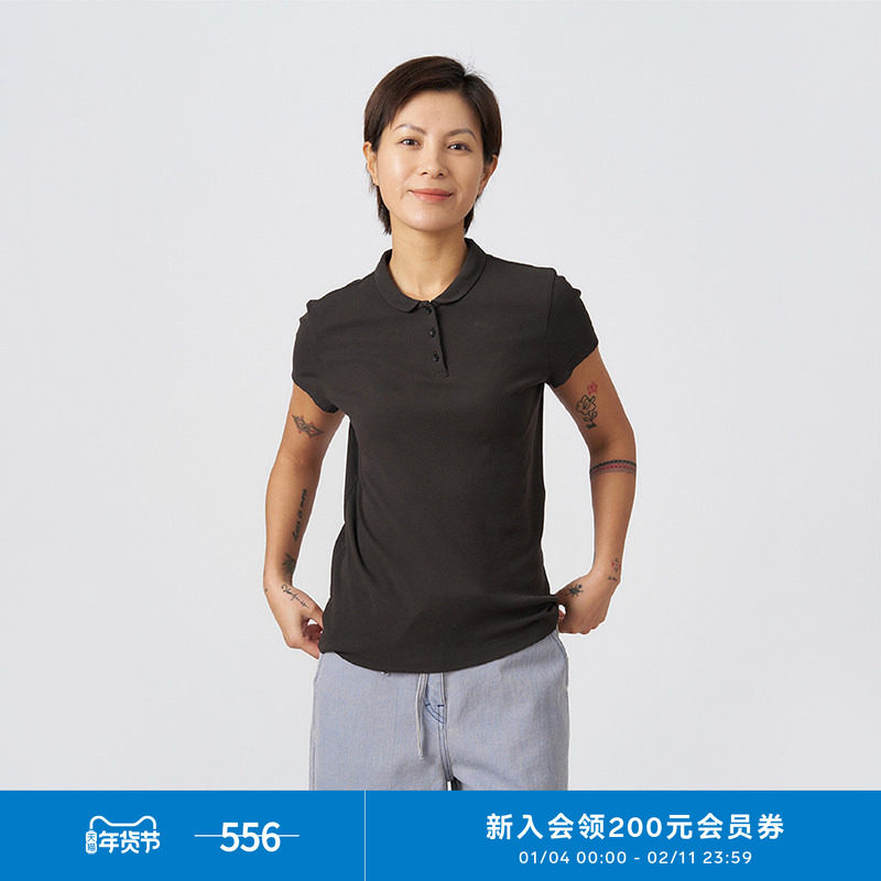 klee klee25春夏女装环保棉罗纹POLO领休闲百搭短袖T恤K0251TS06,女装/女士精品,POLO衫,淘宝优惠券,粉丝福利购,淘宝优惠卷