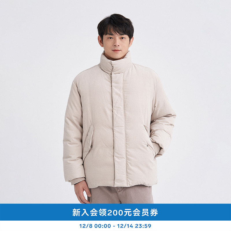 男装环保棉细灯芯绒厚羽绒外套