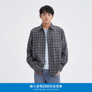 衬衫 格纹精纺羊毛宽松休闲长袖 K1253BL04 klee秋冬男装 klee