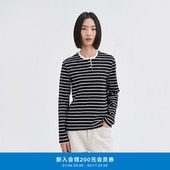 环保棉罗纹内搭小立领休闲长袖 klee klee秋冬女装 T恤K0253TS08