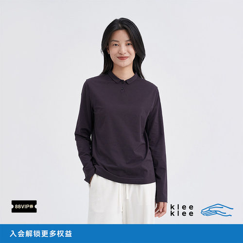kleeklee环保棉领休闲长袖上衣
