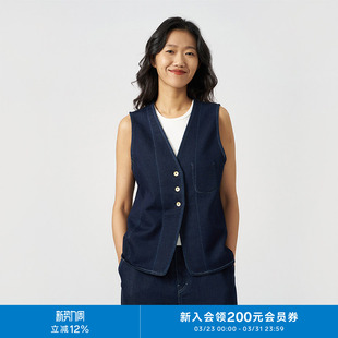 感马甲K0251VE07 环保棉靛蓝染斜纹叠穿工装 klee klee25春女装