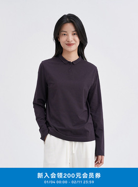 klee klee25春新女装职场环保棉弹力POLO领休闲长袖T恤K0253TS11