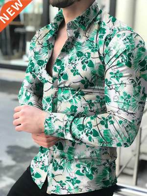 Camisas florales de manga larga de Oto?o de 2021 para hombre