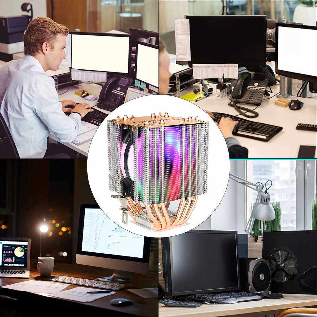 6 HEATPPES RGB CPU COOLER RADATOR SLENT 1366AMD X79 X58 C
