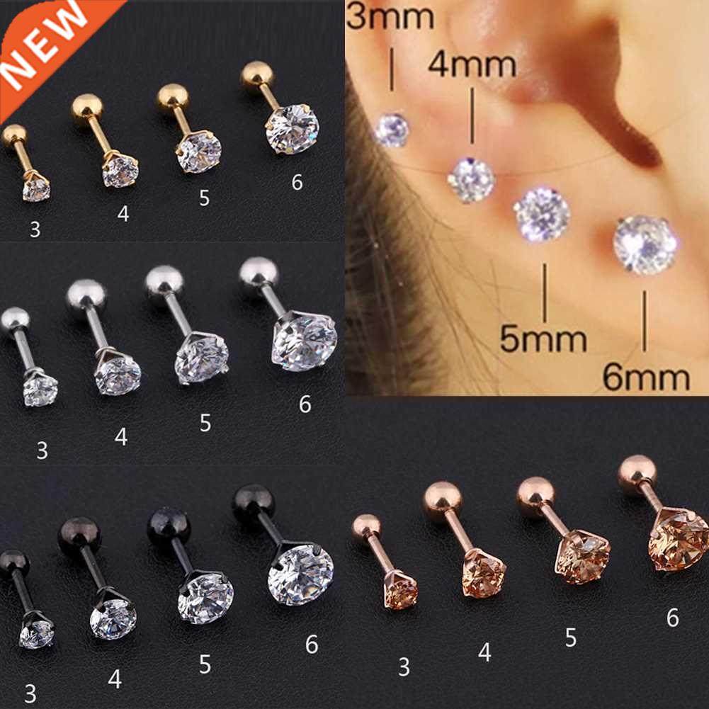 1 pcs medical stainless steel crystal zircon ear studs earri