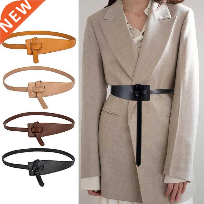 Knot Pu Leather Belts for Women Soft Knotted Strap Belt Long
