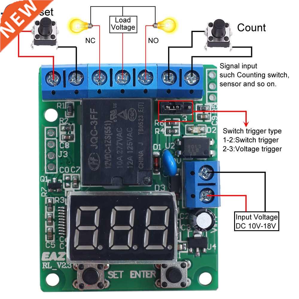 DC 12V Counting Control Relay odule Counter Accuulator Hig