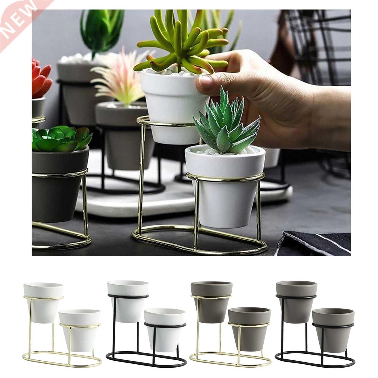 Metal Flower Pot Holder Stand Succulent Plant Pots Set